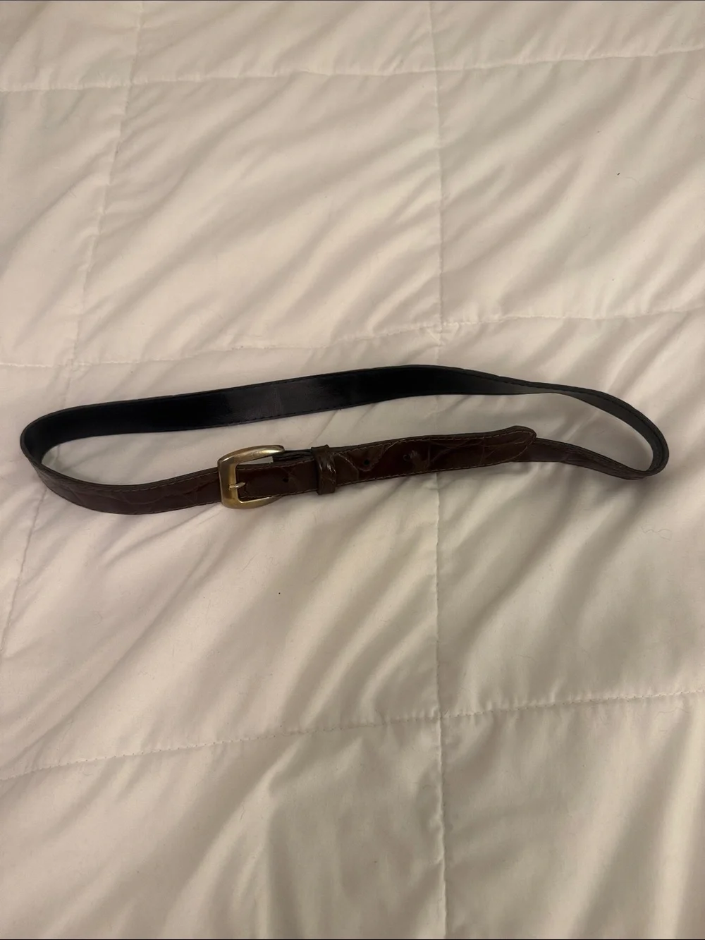 Brown Leather Belt with Gold Buckle